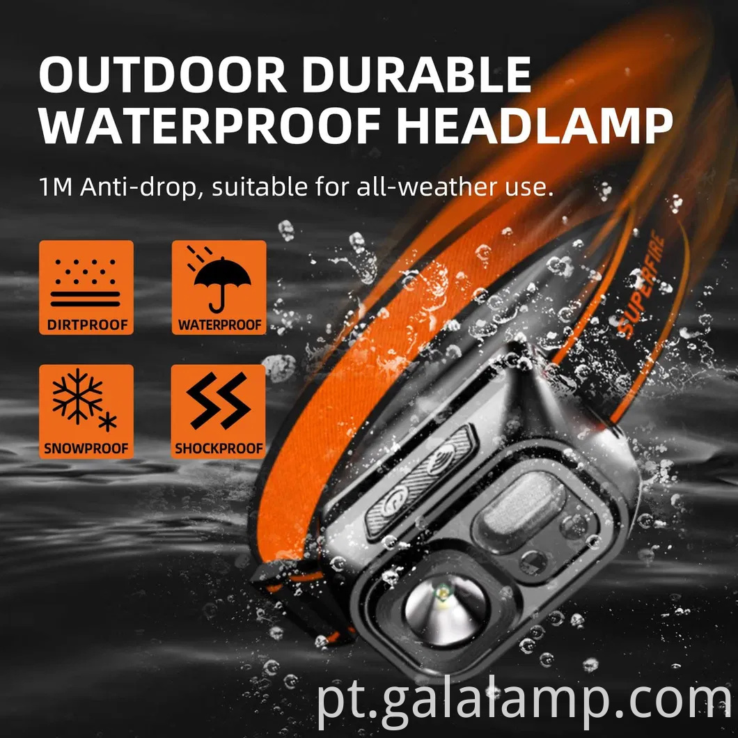 Farol portátil com 9 modos, recarregável, ideal para acampar